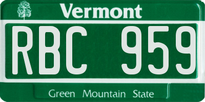 VT license plate RBC959