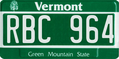 VT license plate RBC964