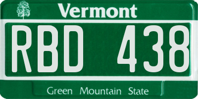 VT license plate RBD438