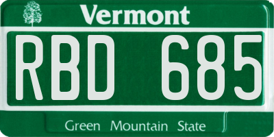 VT license plate RBD685