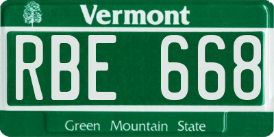 VT license plate RBE668