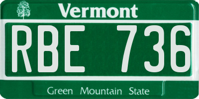 VT license plate RBE736