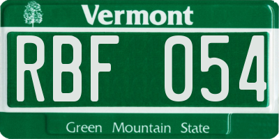 VT license plate RBF054