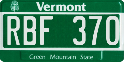 VT license plate RBF370