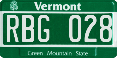 VT license plate RBG028