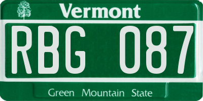VT license plate RBG087