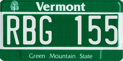 VT license plate RBG155