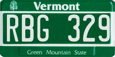 VT license plate RBG329