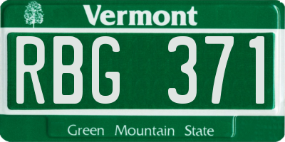 VT license plate RBG371