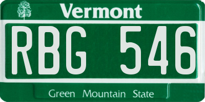 VT license plate RBG546