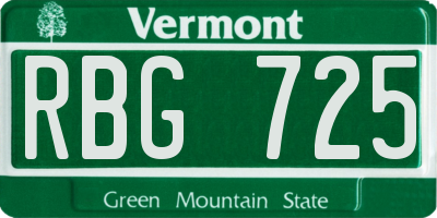 VT license plate RBG725