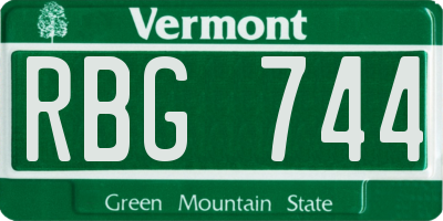 VT license plate RBG744