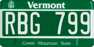 VT license plate RBG799