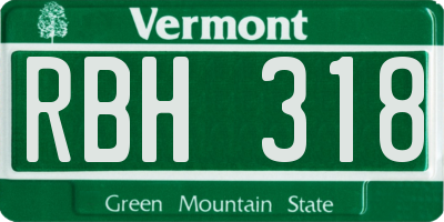 VT license plate RBH318