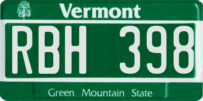 VT license plate RBH398