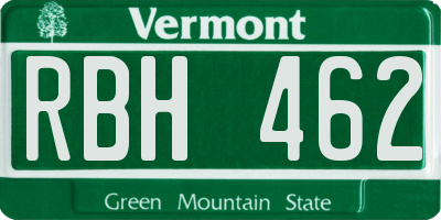VT license plate RBH462