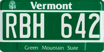 VT license plate RBH642