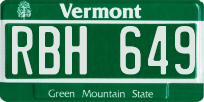 VT license plate RBH649