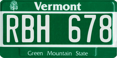 VT license plate RBH678