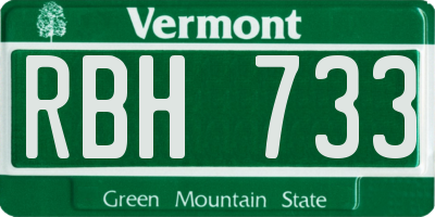 VT license plate RBH733