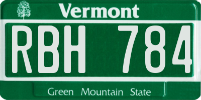 VT license plate RBH784