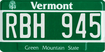 VT license plate RBH945
