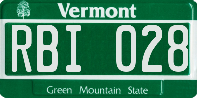 VT license plate RBI028