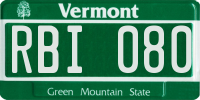 VT license plate RBI080