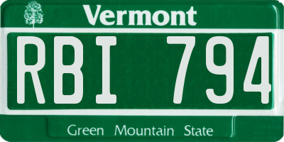 VT license plate RBI794