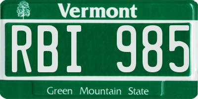 VT license plate RBI985