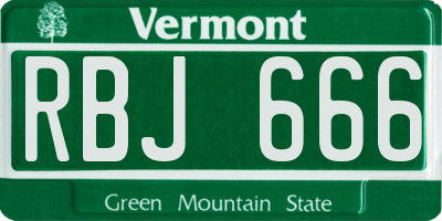 VT license plate RBJ666