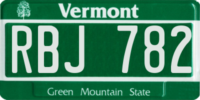 VT license plate RBJ782