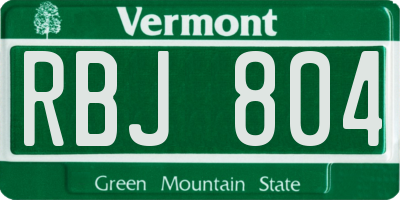 VT license plate RBJ804