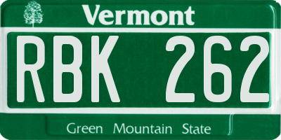 VT license plate RBK262