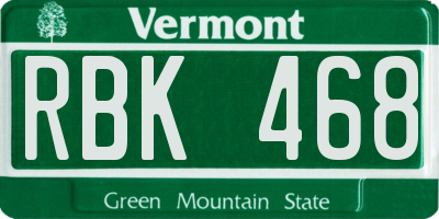 VT license plate RBK468