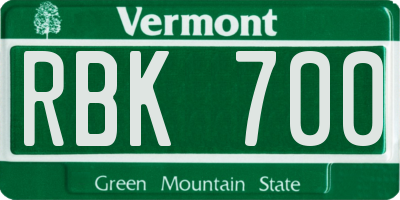 VT license plate RBK700