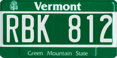 VT license plate RBK812