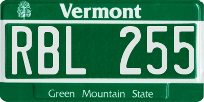 VT license plate RBL255