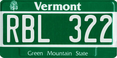 VT license plate RBL322