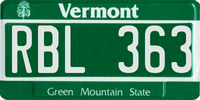 VT license plate RBL363
