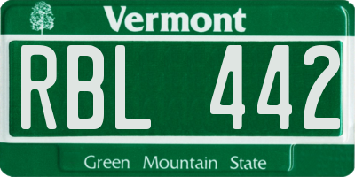 VT license plate RBL442