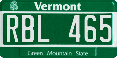 VT license plate RBL465