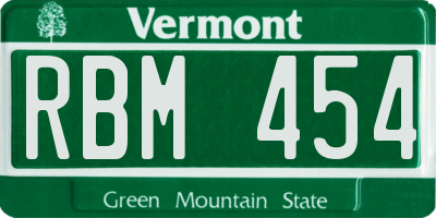 VT license plate RBM454