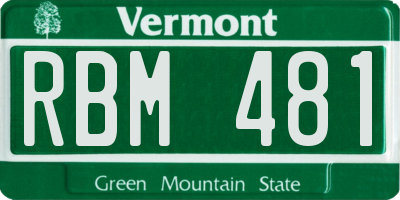 VT license plate RBM481