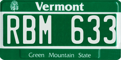 VT license plate RBM633