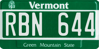 VT license plate RBN644