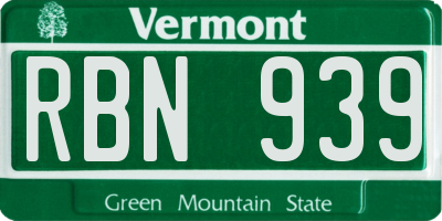 VT license plate RBN939