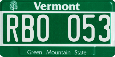 VT license plate RBO053