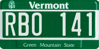 VT license plate RBO141