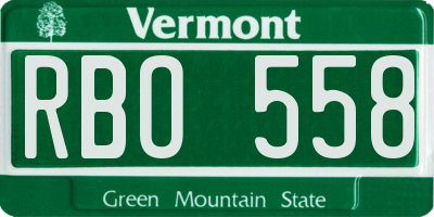 VT license plate RBO558
